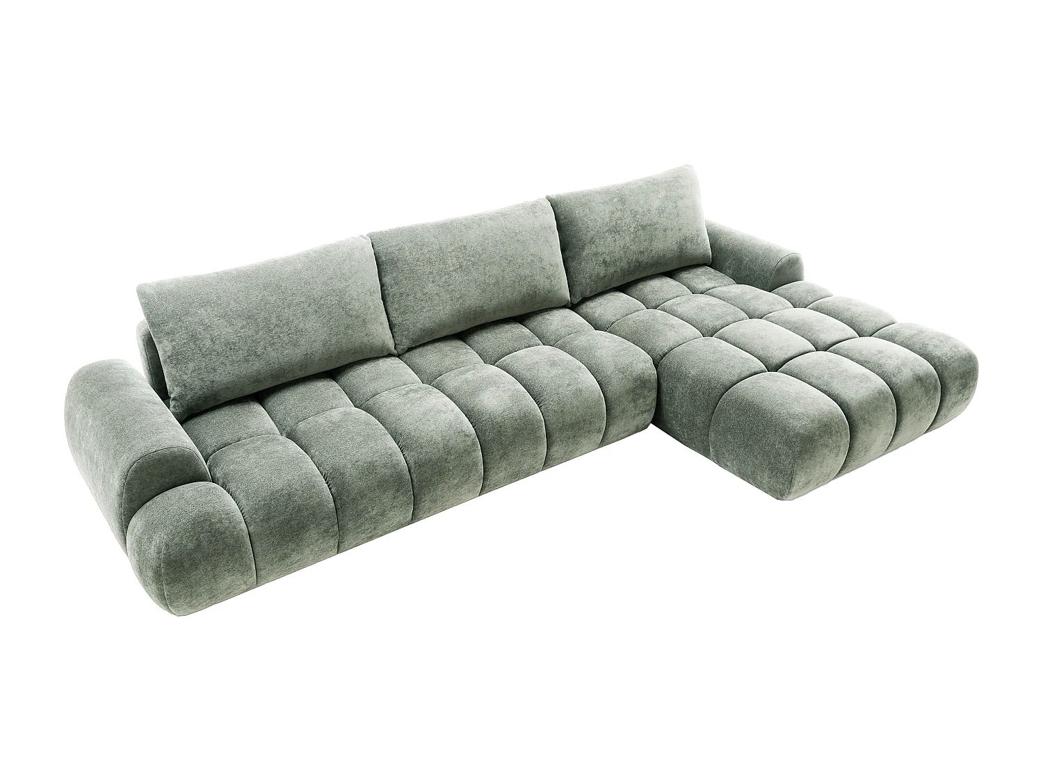 Emporius Valerio Canapé d'angle Convertible - Canapé 340 cm, Droite - Velours Gris clair  (Ditra New 16)