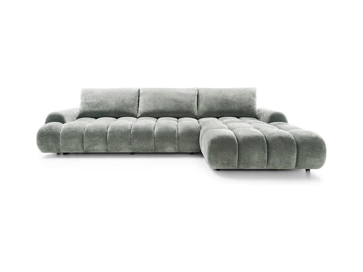 Emporius Valerio Canapé d'angle Convertible - Canapé 340 cm, Droite - Velours Gris clair  (Ditra New 16)
