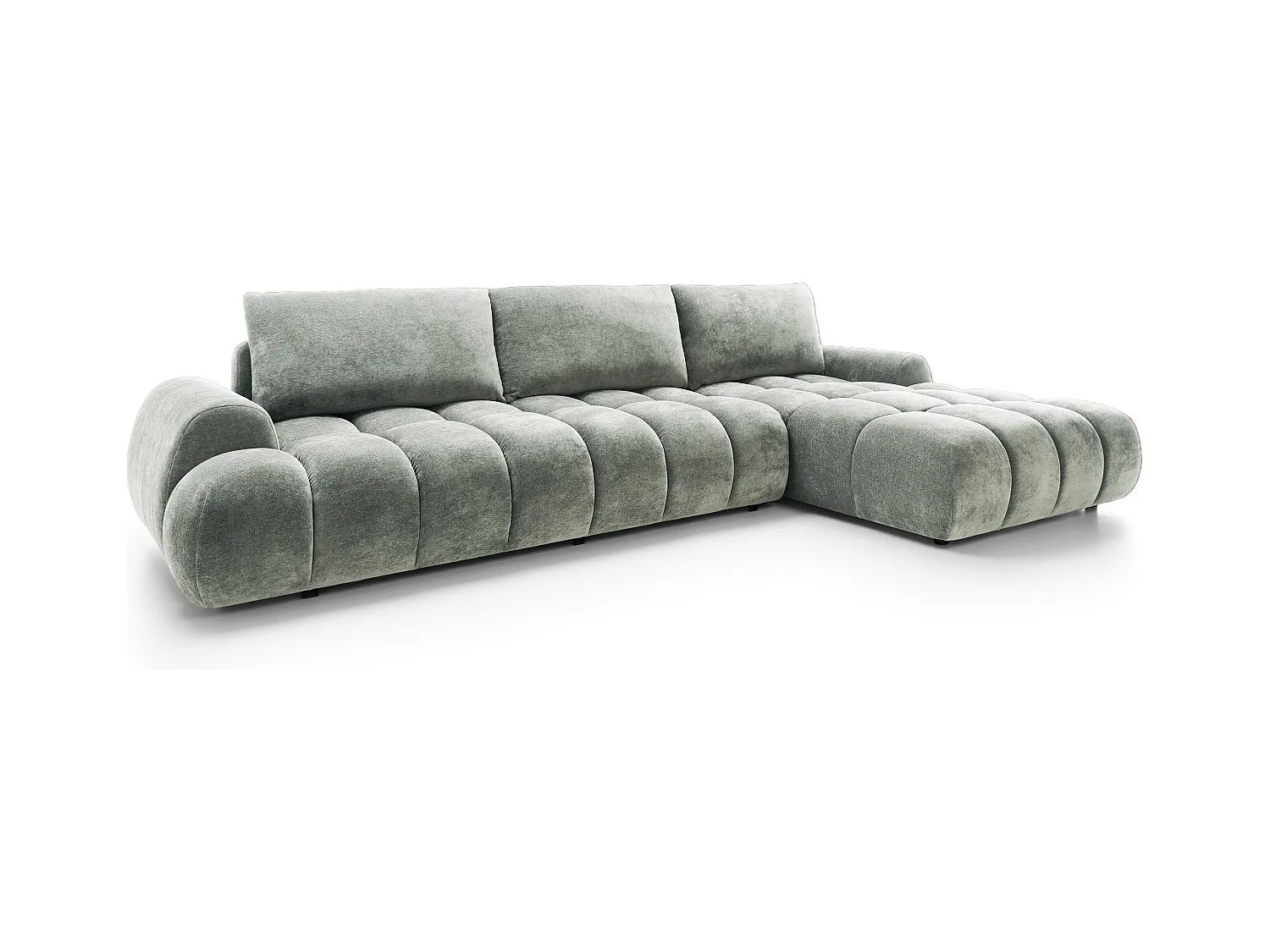 Emporius Valerio Canapé d'angle Convertible - Canapé 340 cm, Droite - Velours Gris clair  (Ditra New 16)