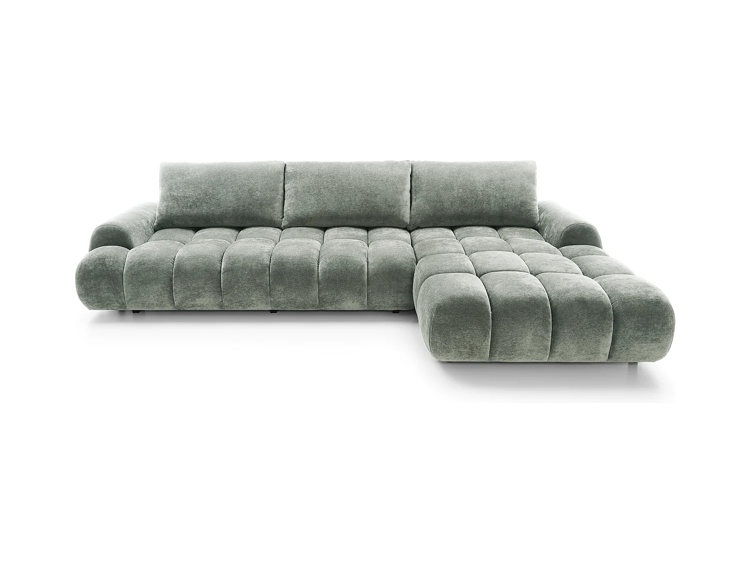 Emporius Valerio Canapé d'angle Convertible - Canapé 340 cm, Droite - Velours Gris clair  (Ditra New 16)