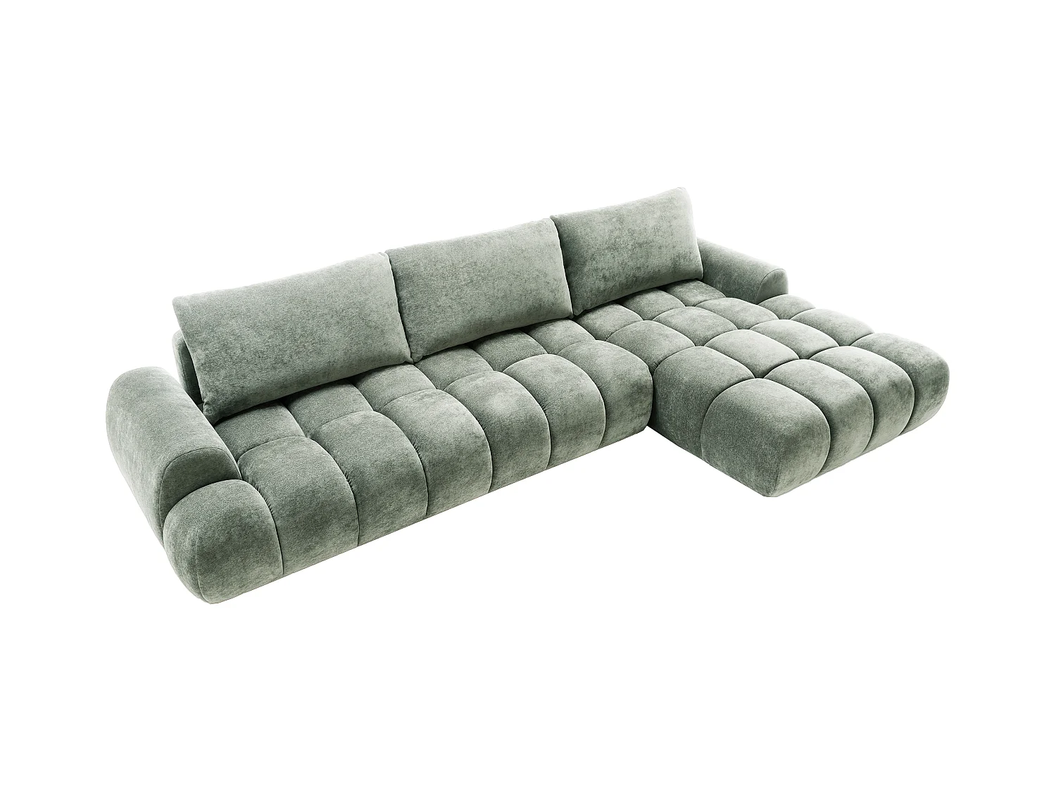 Emporius Valerio Canapé d'angle Convertible - Canapé 340 cm, Droite - Velours Gris clair  (Ditra New 16)