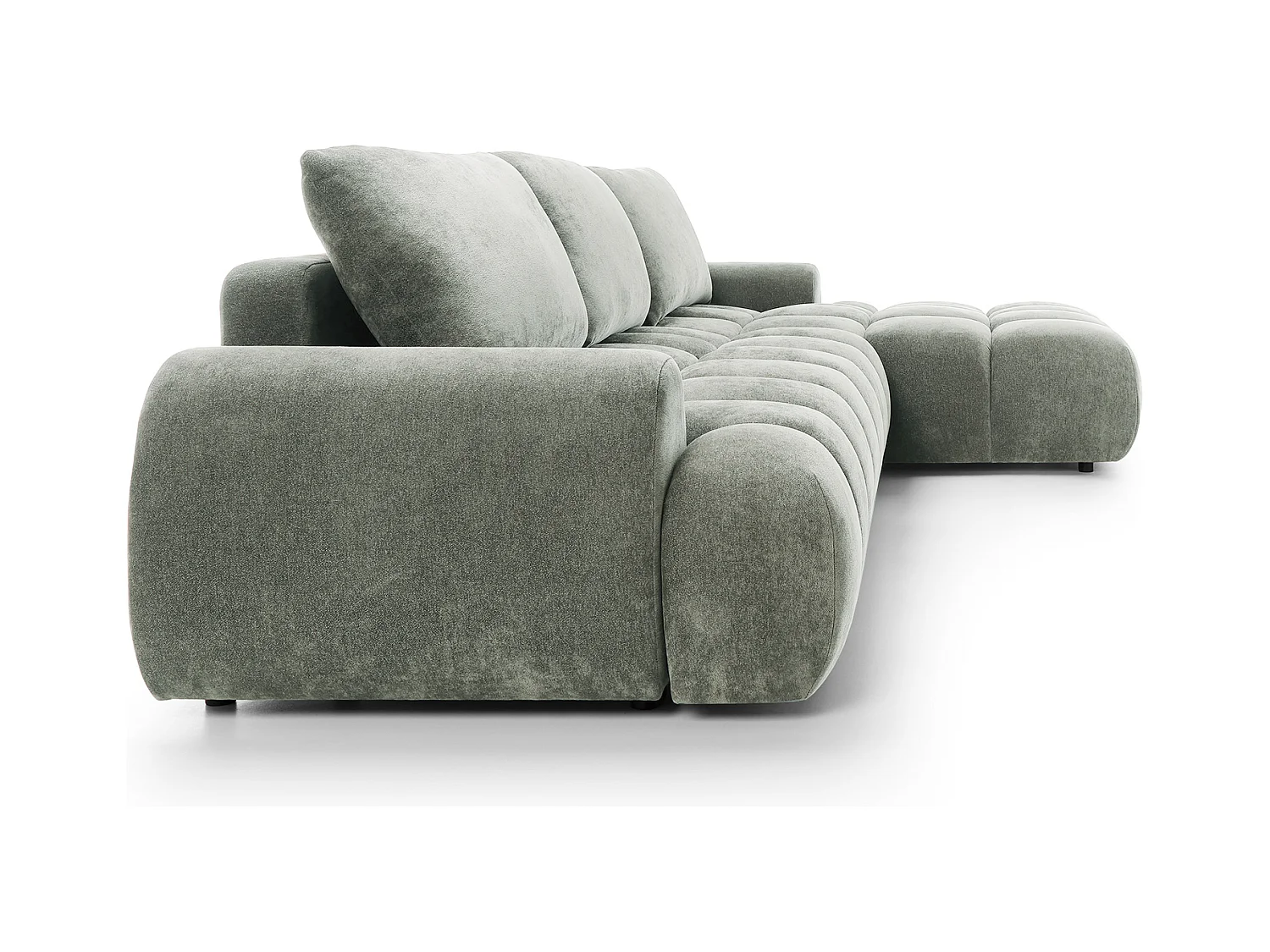 Emporius Valerio Canapé d'angle Convertible - Canapé 340 cm, Droite - Velours Gris clair  (Ditra New 16)