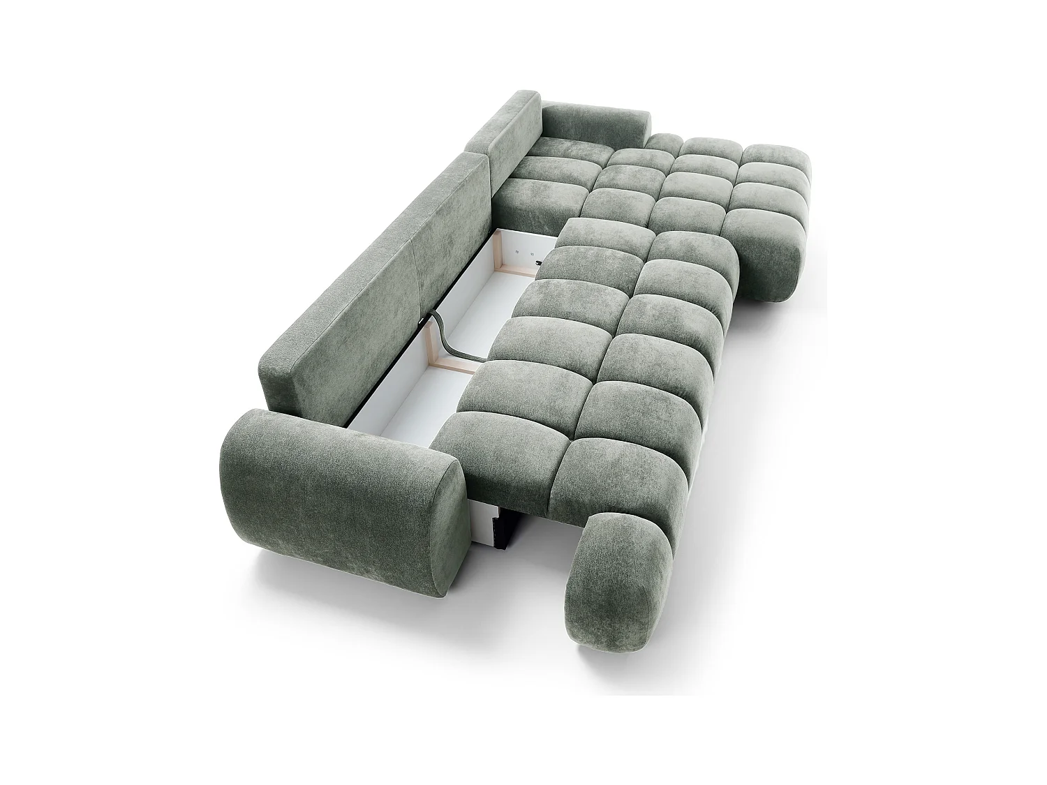Emporius Valerio Canapé d'angle Convertible - Canapé 340 cm, Droite - Velours Gris clair  (Ditra New 16)