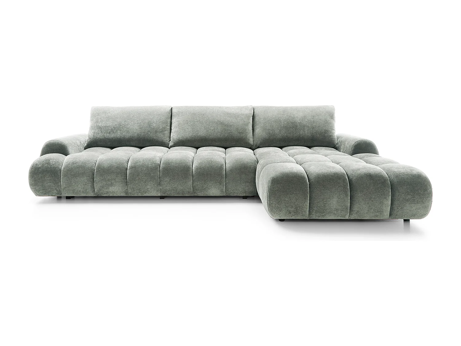 Emporius Valerio Canapé d'angle Convertible - Canapé 340 cm, Droite - Velours Gris clair  (Ditra New 16)