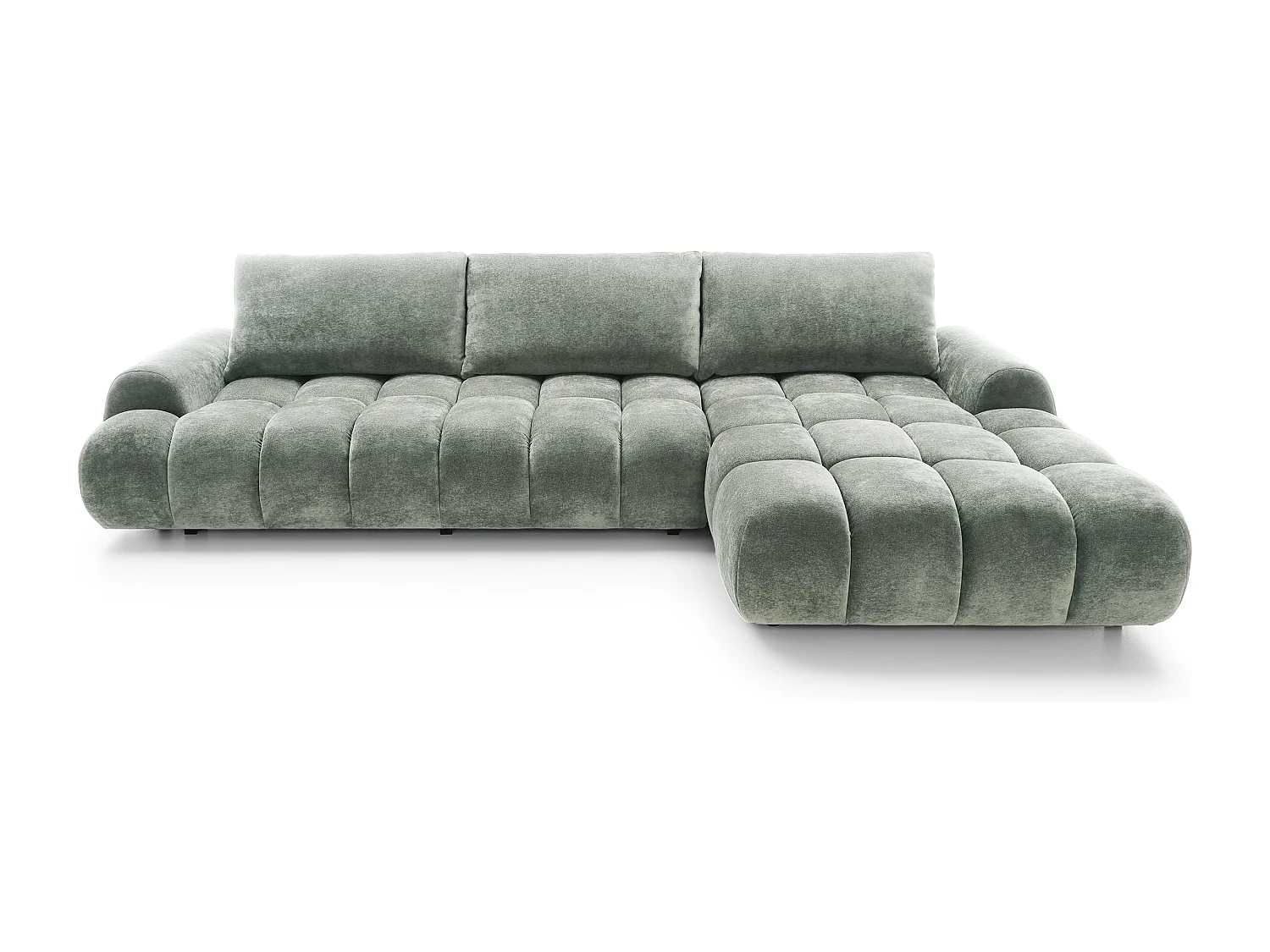 Emporius Valerio Canapé d'angle Convertible - Canapé 340 cm, Droite - Velours Gris clair  (Ditra New 16)