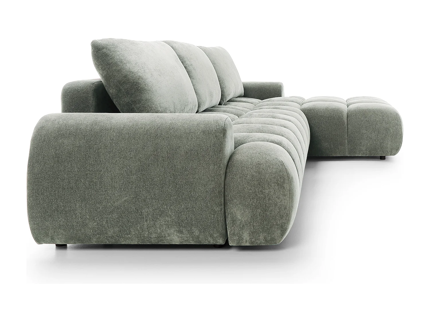 Emporius Valerio Canapé d'angle Convertible - Canapé 340 cm, Droite - Velours Gris clair  (Ditra New 16)