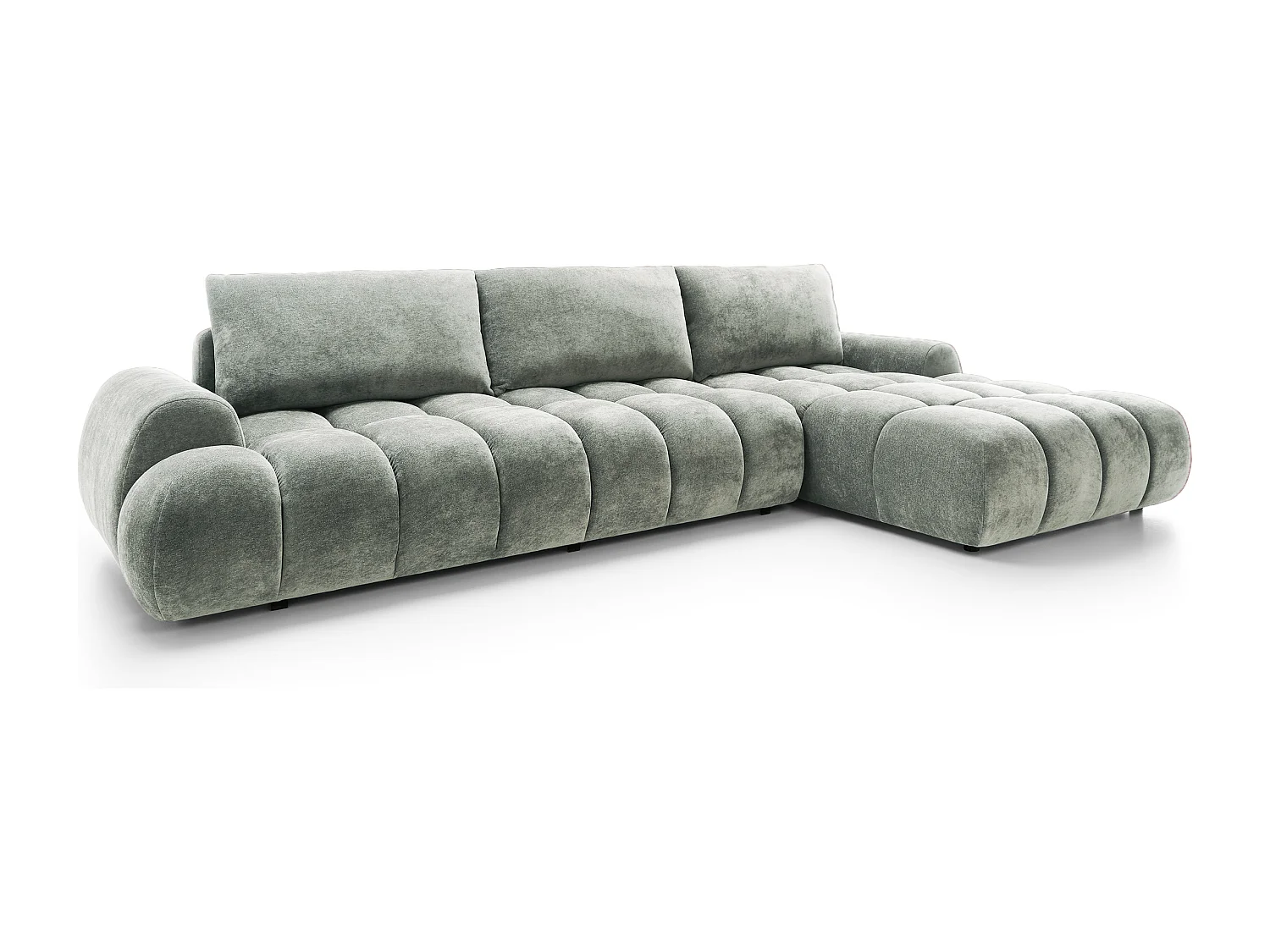 Emporius Valerio Canapé d'angle Convertible - Canapé 340 cm, Droite - Velours Gris clair  (Ditra New 16)