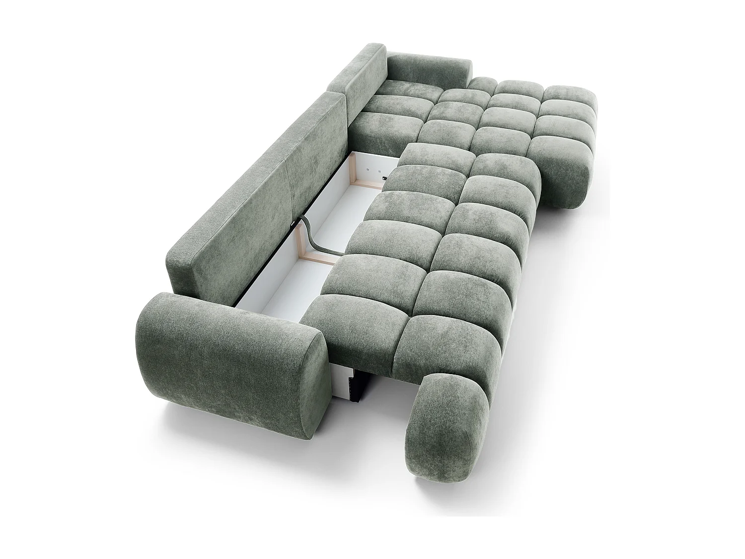 Emporius Valerio Canapé d'angle Convertible - Canapé 340 cm, Droite - Velours Gris clair  (Ditra New 16)