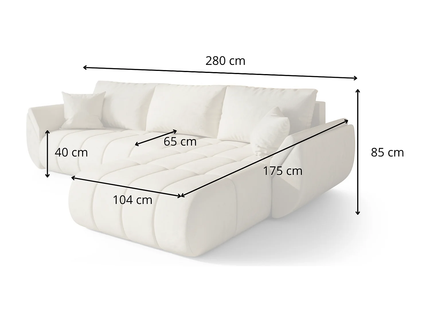 Canapé d’angle BEDANTE TOKYO PREMIUM L Monolith 84 avec fonction de couchage Côté droit