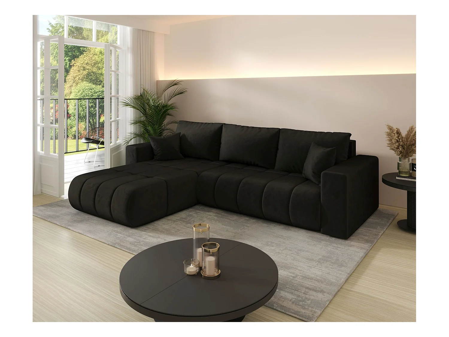 Canapé d’angle BEDANTE MILO PREMIUM L Monolith 95 avec fonction de couchage côté gauche