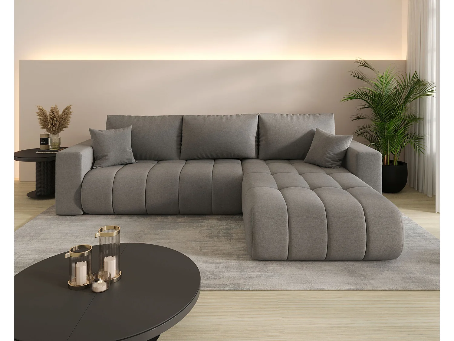 Canapé d’angle BEDANTE MILO PREMIUM L Wind 90 avec fonction de couchage côté droit