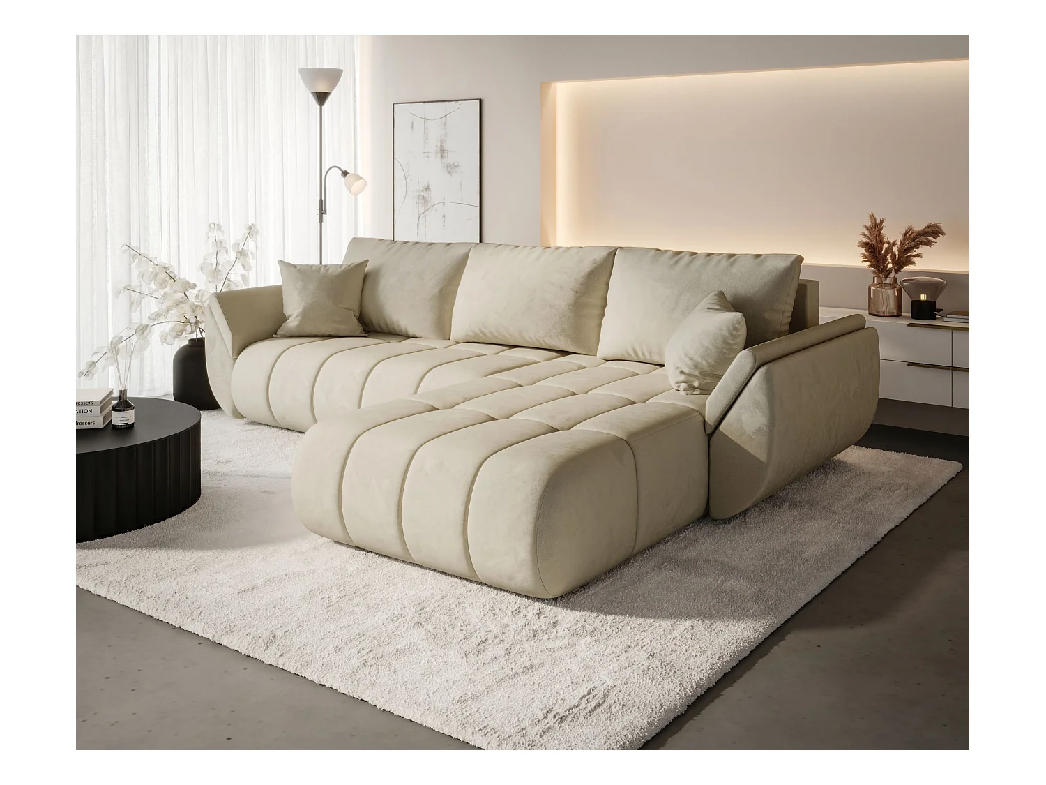 Canapé d’angle BEDANTE TOKYO PREMIUM L Monolith 02 avec fonction de couchage Côté droit