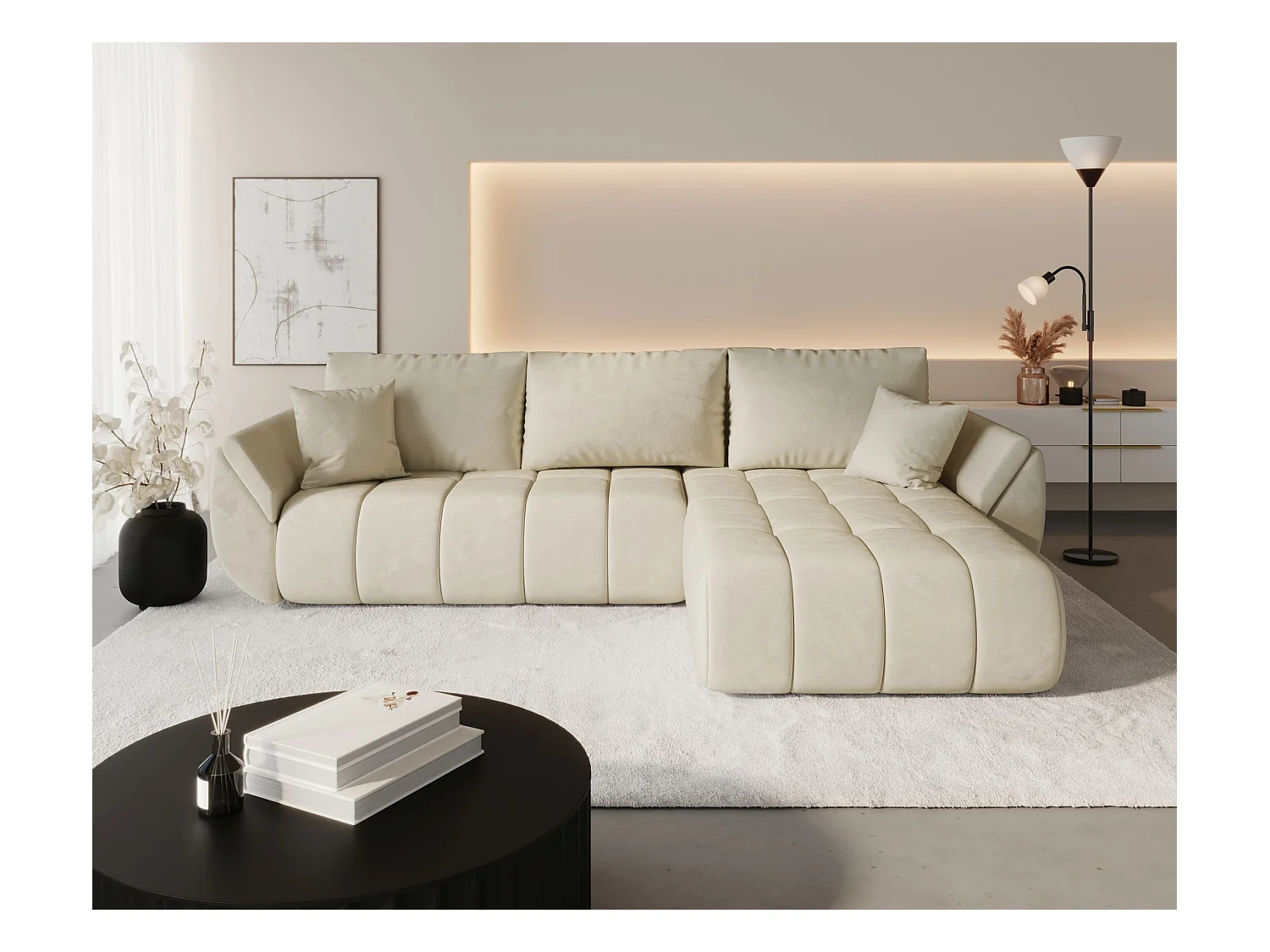 Canapé d’angle BEDANTE TOKYO PREMIUM L Monolith 02 avec fonction de couchage Côté droit