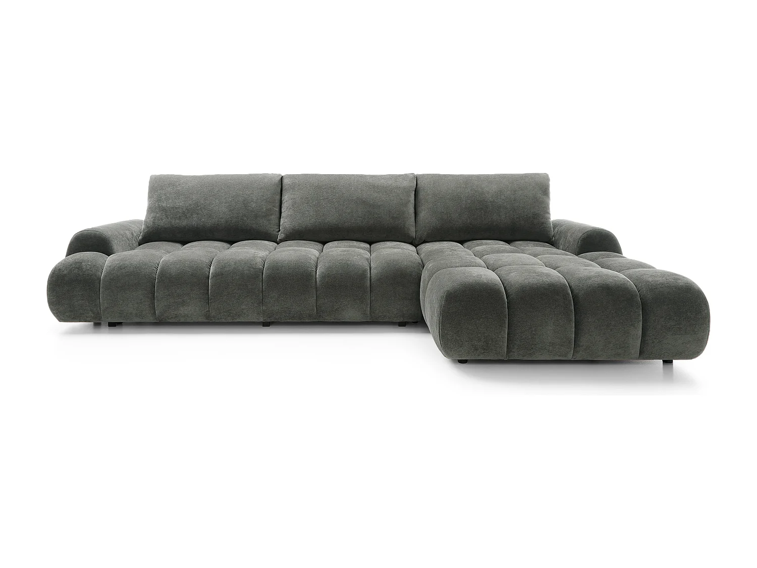 Emporius Valerio Canapé d'angle Convertible - Canapé 340 cm, Droite - Velours Gris foncé  (Ditra New 14)