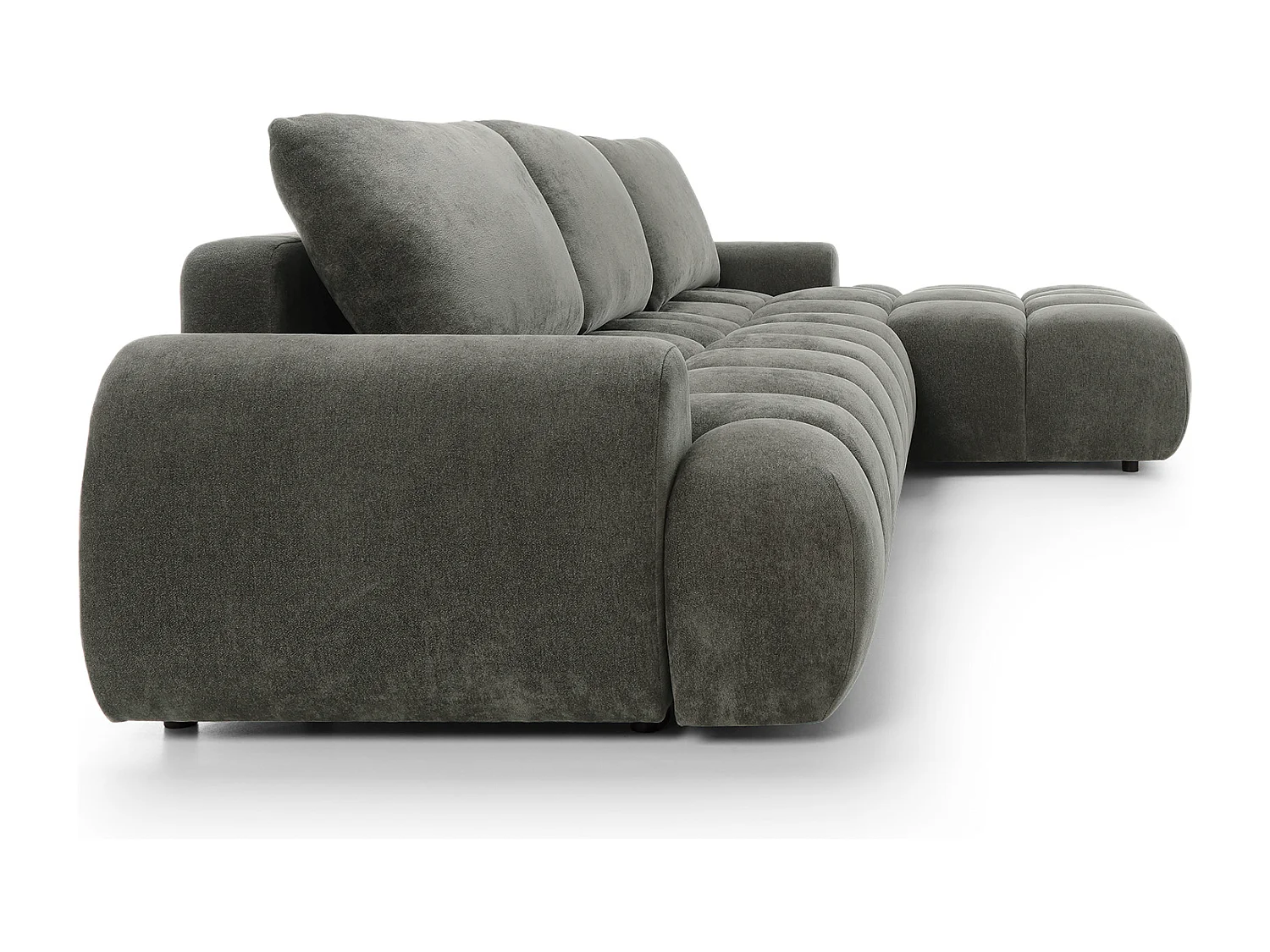 Emporius Valerio Canapé d'angle Convertible - Canapé 340 cm, Droite - Velours Gris foncé  (Ditra New 14)