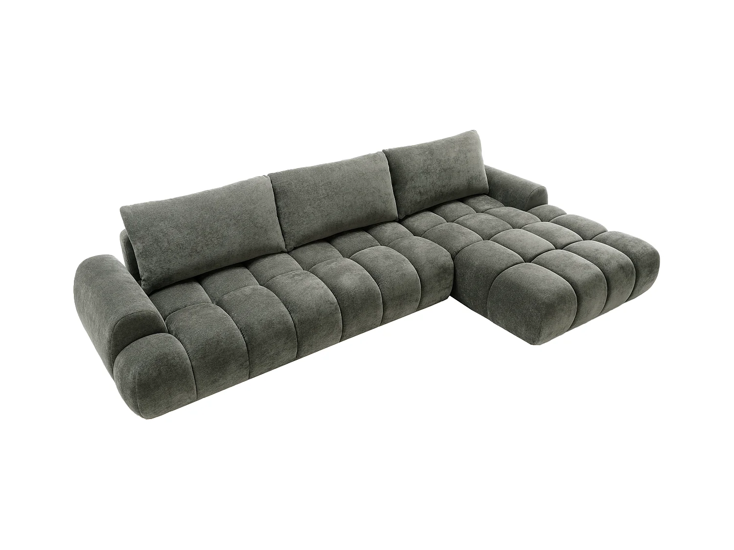 Emporius Valerio Canapé d'angle Convertible - Canapé 340 cm, Droite - Velours Gris foncé  (Ditra New 14)