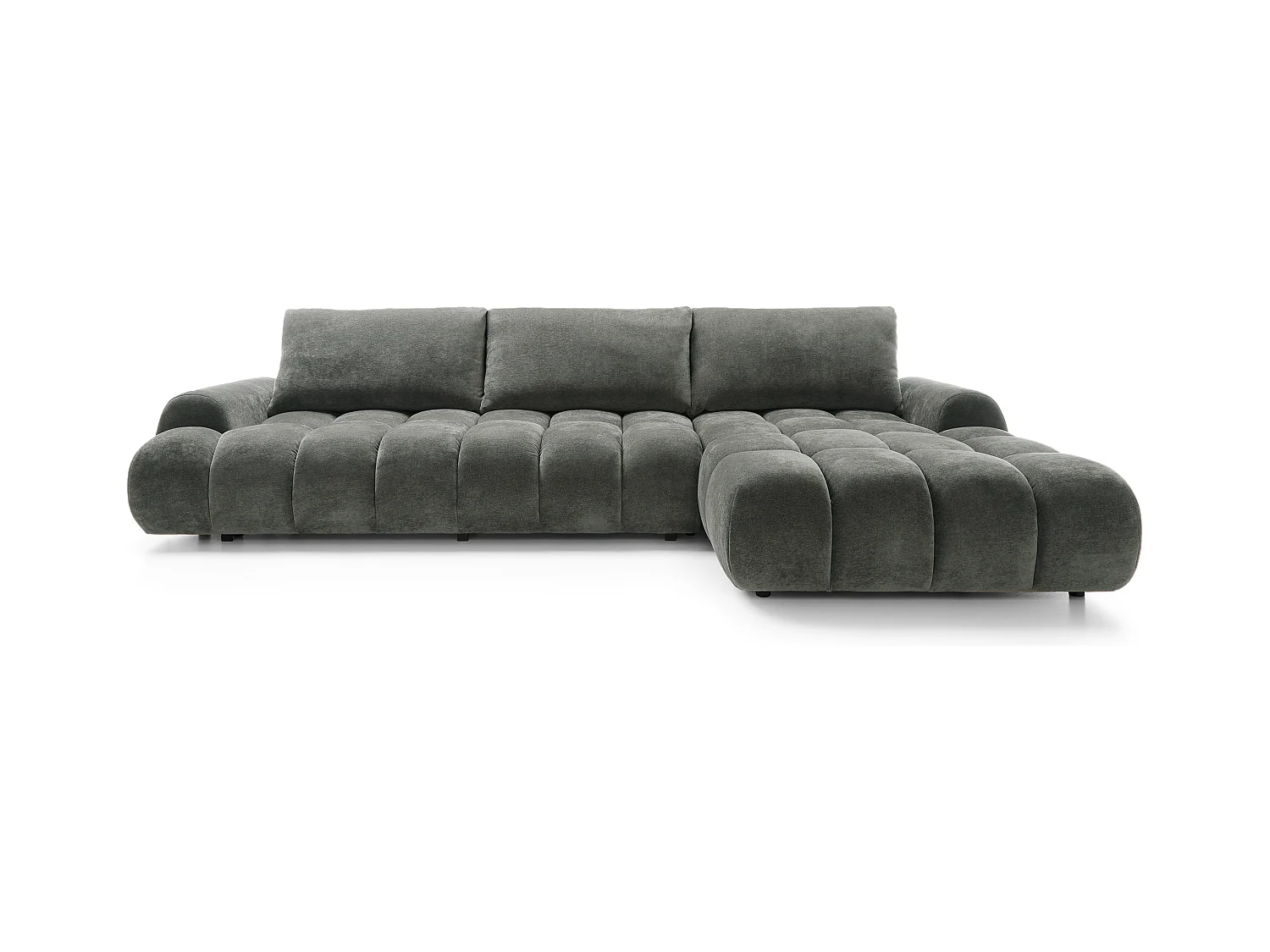 Emporius Valerio Canapé d'angle Convertible - Canapé 340 cm, Droite - Velours Gris foncé  (Ditra New 14)