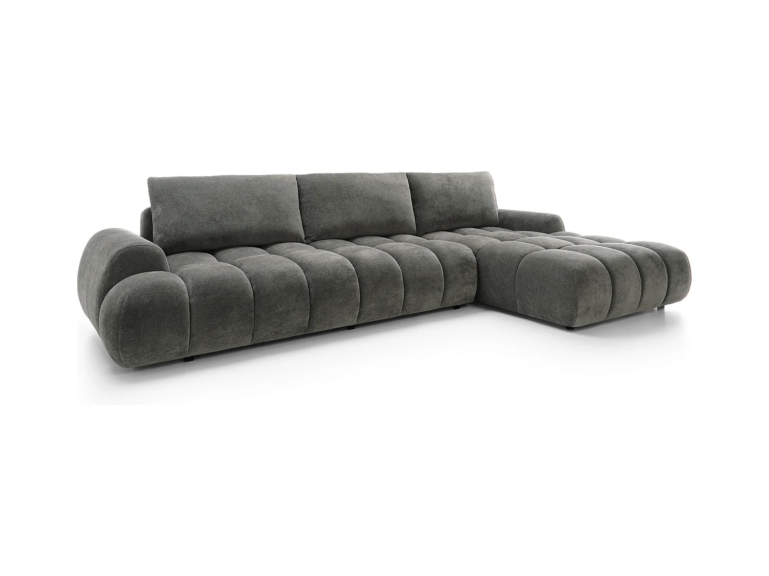 Emporius Valerio Canapé d'angle Convertible - Canapé 340 cm, Droite - Velours Gris foncé  (Ditra New 14)