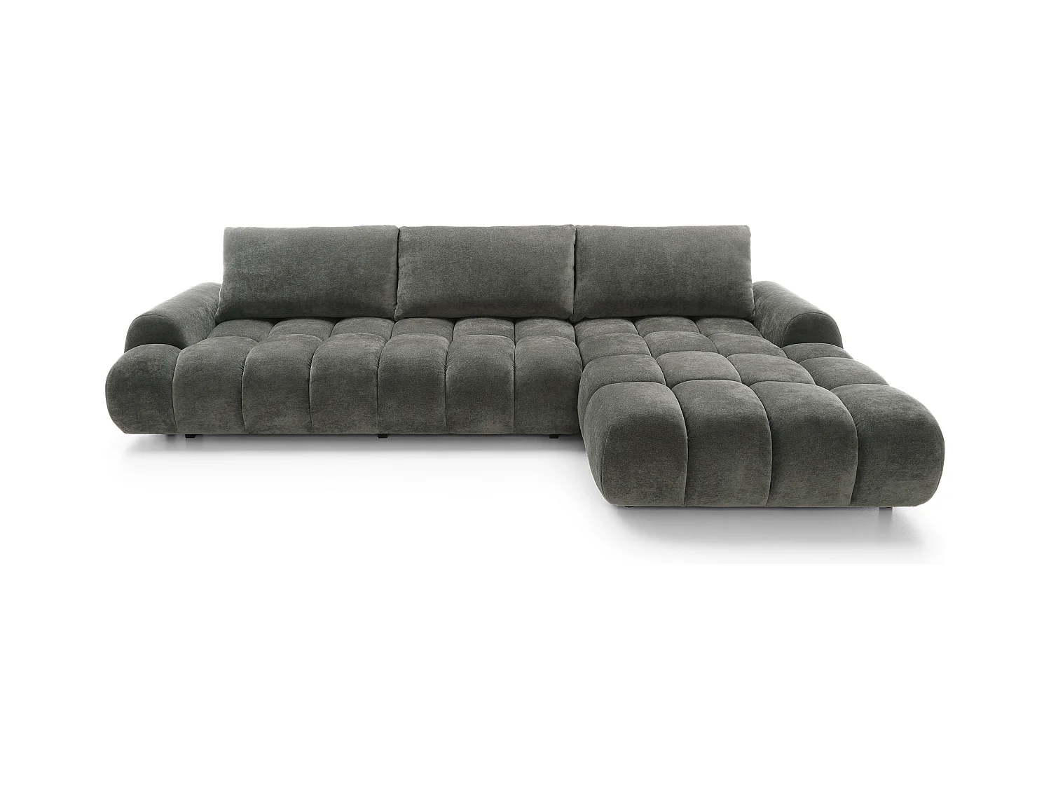 Emporius Valerio Canapé d'angle Convertible - Canapé 340 cm, Droite - Velours Gris foncé  (Ditra New 14)