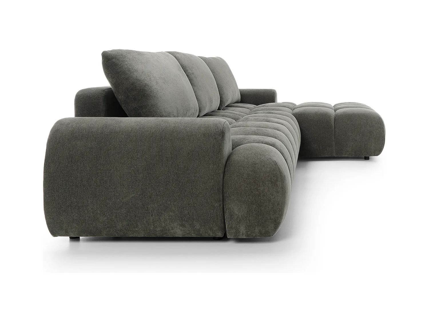 Emporius Valerio Canapé d'angle Convertible - Canapé 340 cm, Droite - Velours Gris foncé  (Ditra New 14)