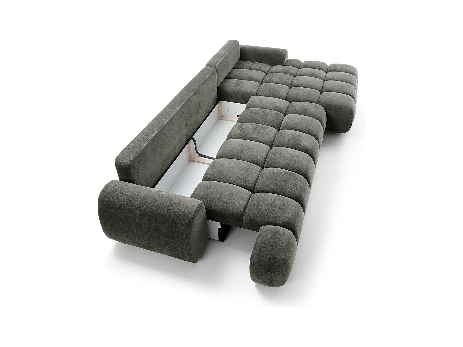Emporius Valerio Canapé d'angle Convertible - Canapé 340 cm, Droite - Velours Gris foncé  (Ditra New 14)