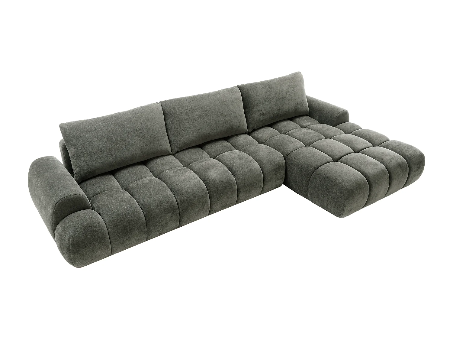 Emporius Valerio Canapé d'angle Convertible - Canapé 340 cm, Droite - Velours Gris foncé  (Ditra New 14)