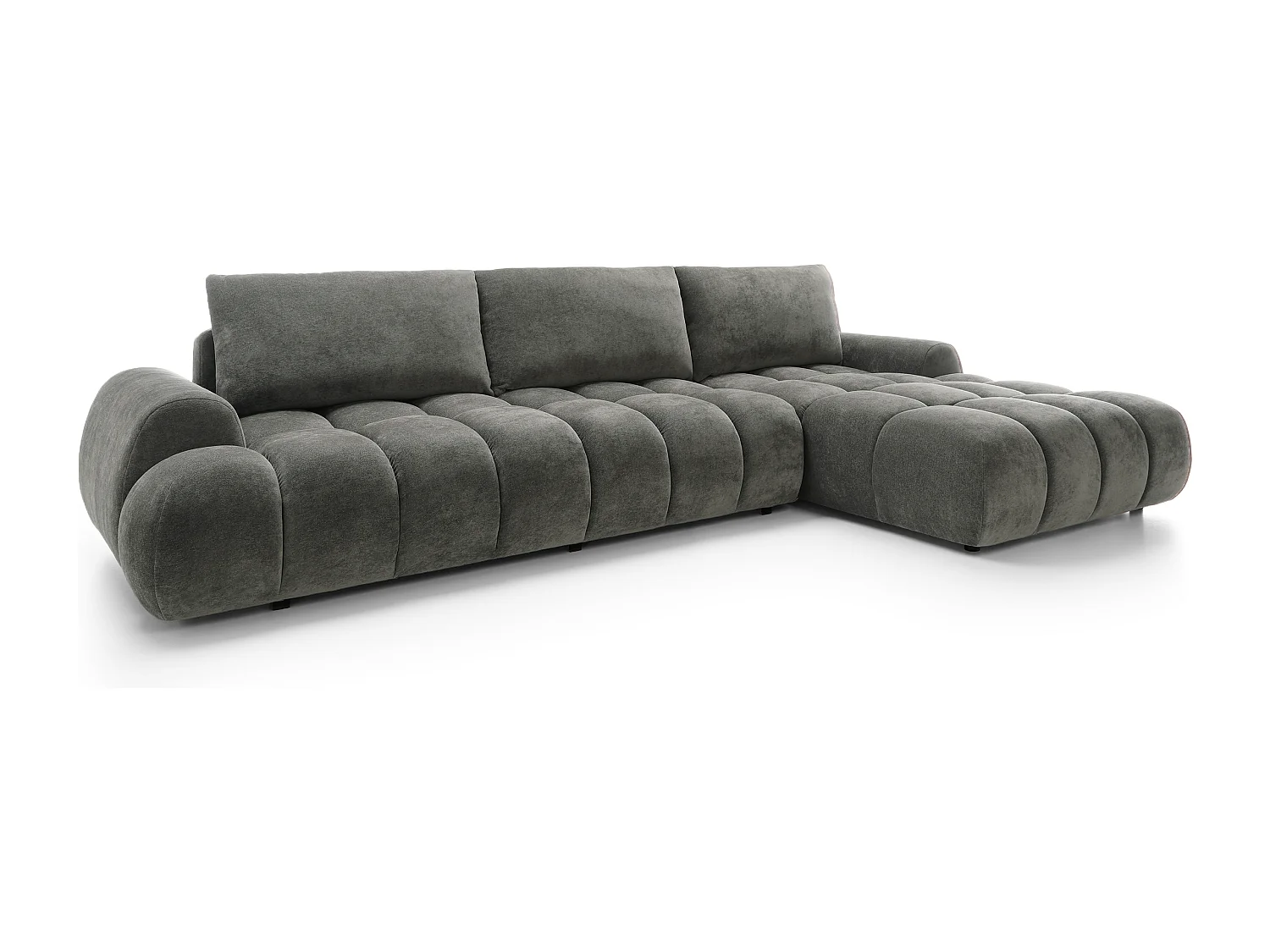 Emporius Valerio Canapé d'angle Convertible - Canapé 340 cm, Droite - Velours Gris foncé  (Ditra New 14)
