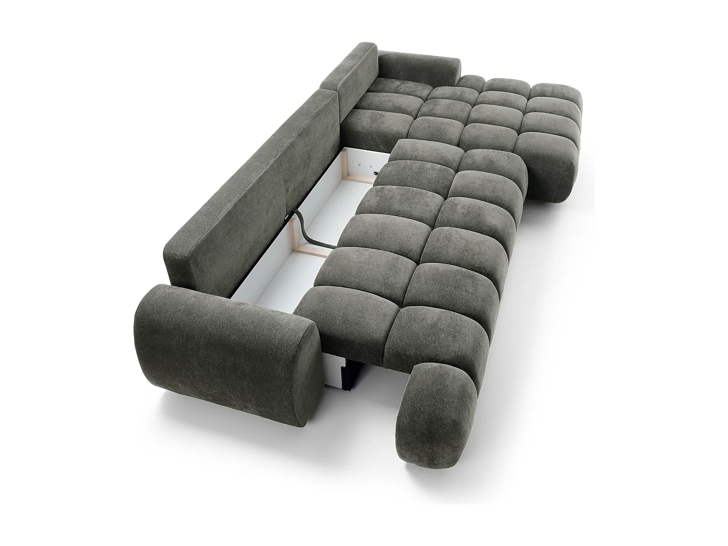 Emporius Valerio Canapé d'angle Convertible - Canapé 340 cm, Droite - Velours Gris foncé  (Ditra New 14)