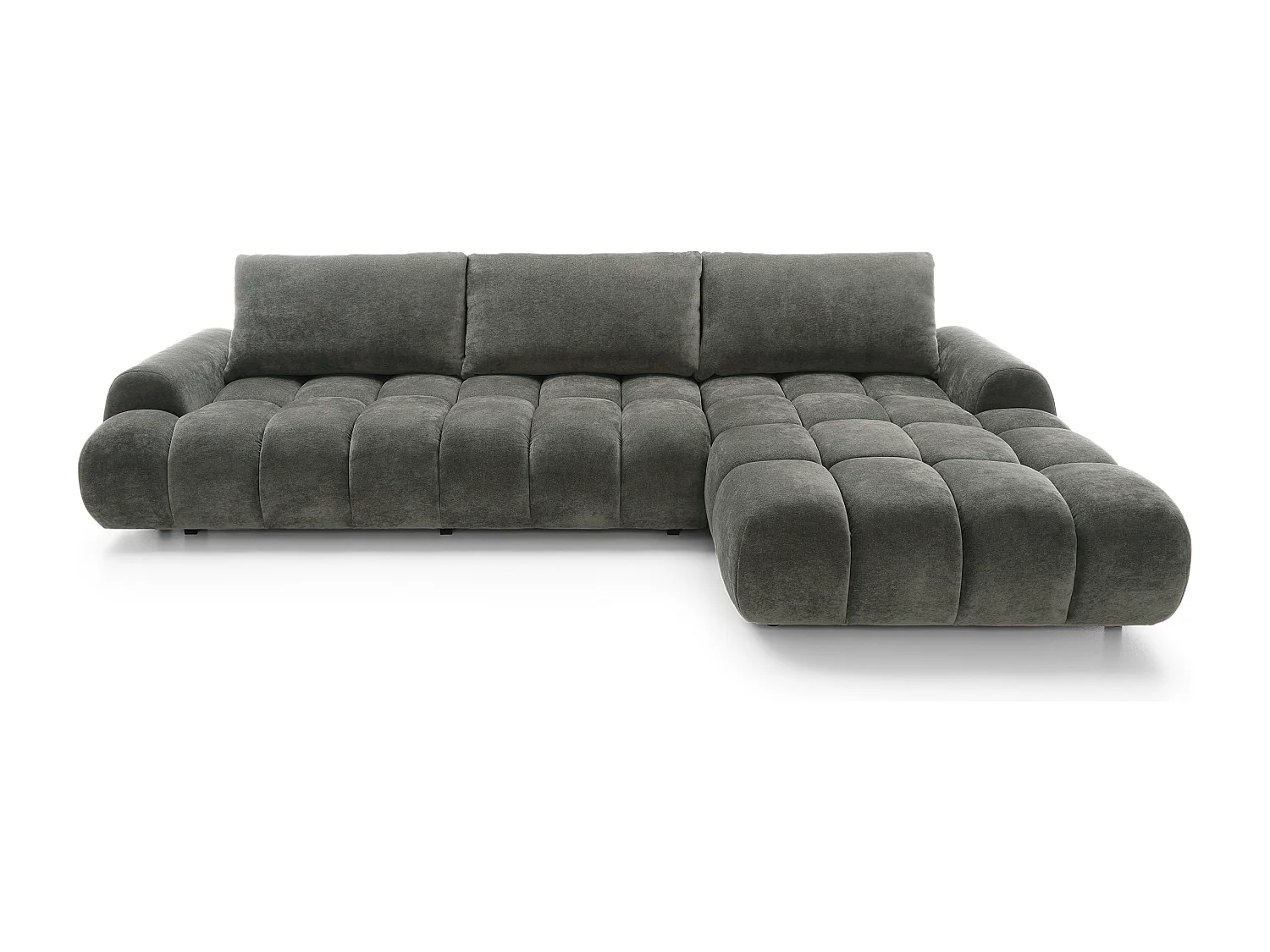 Emporius Valerio Canapé d'angle Convertible - Canapé 340 cm, Droite - Velours Gris foncé  (Ditra New 14)