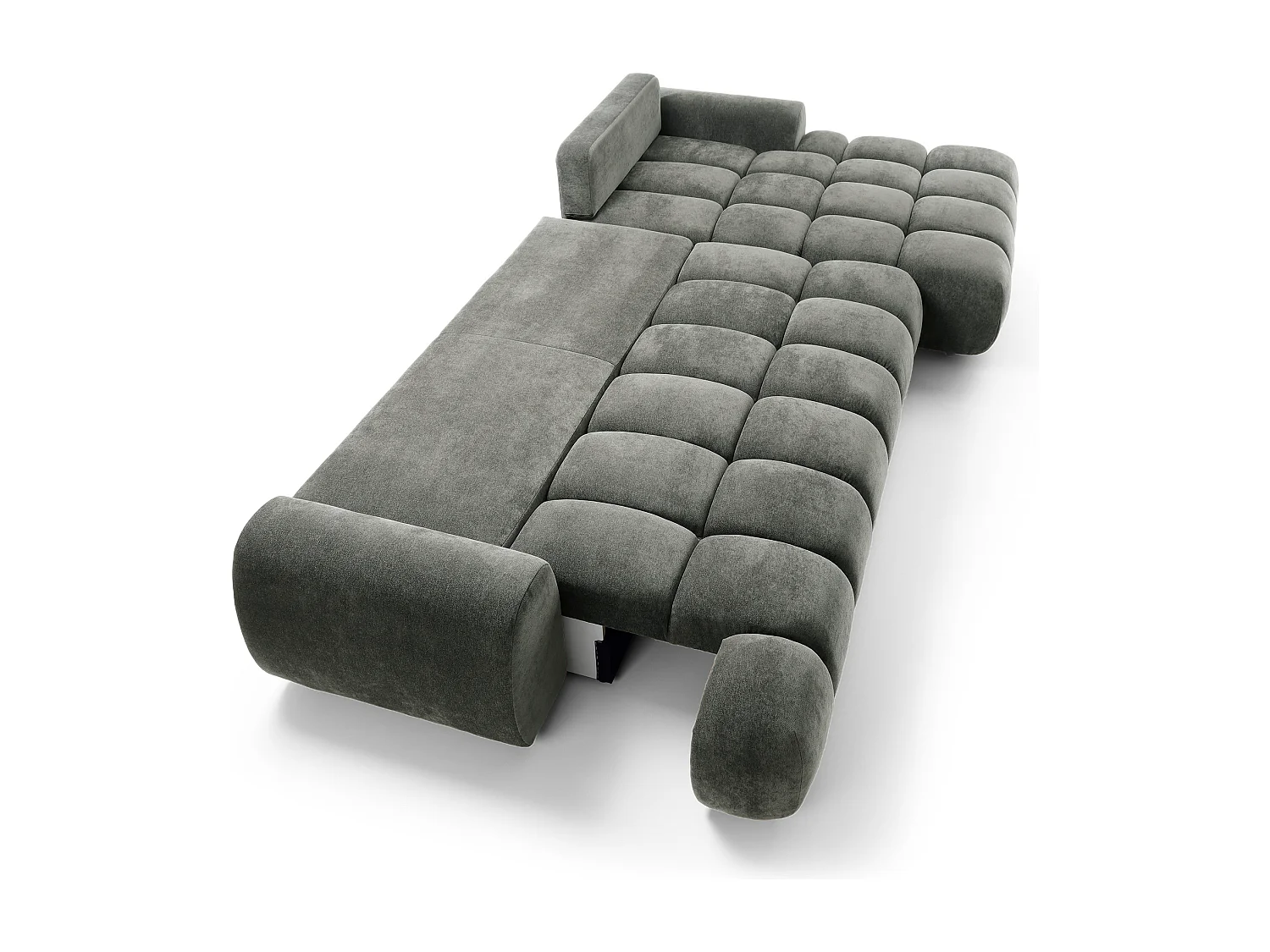 Emporius Valerio Canapé d'angle Convertible - Canapé 340 cm, Droite - Velours Gris foncé  (Ditra New 14)