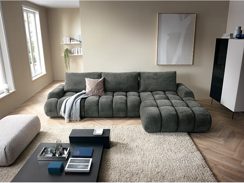 Emporius Valerio Ecksofa mit Schalffunktion - Eckcouch 340 cm, Rechts - Dunkelgrau (Ditra New 14)