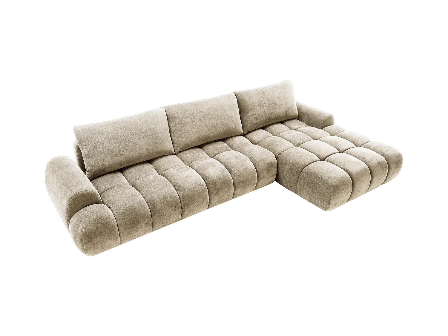 Emporius Valerio Canapé d'angle Convertible - Canapé 340 cm, Droite - Velours Beige (Ditra New 3)