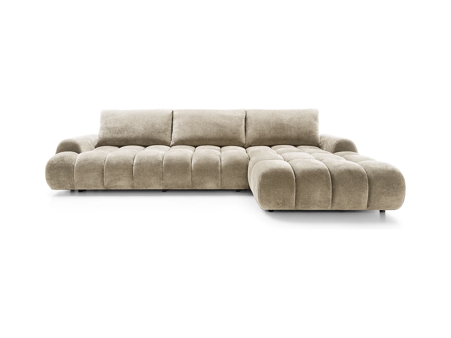 Emporius Valerio Canapé d'angle Convertible - Canapé 340 cm, Droite - Velours Beige (Ditra New 3)