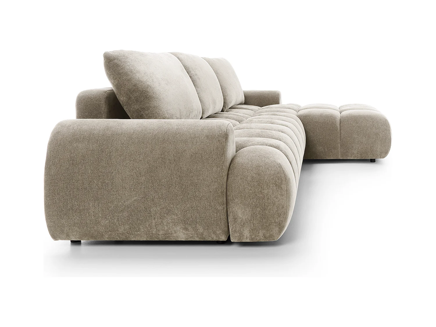 Emporius Valerio Canapé d'angle Convertible - Canapé 340 cm, Droite - Velours Beige (Ditra New 3)