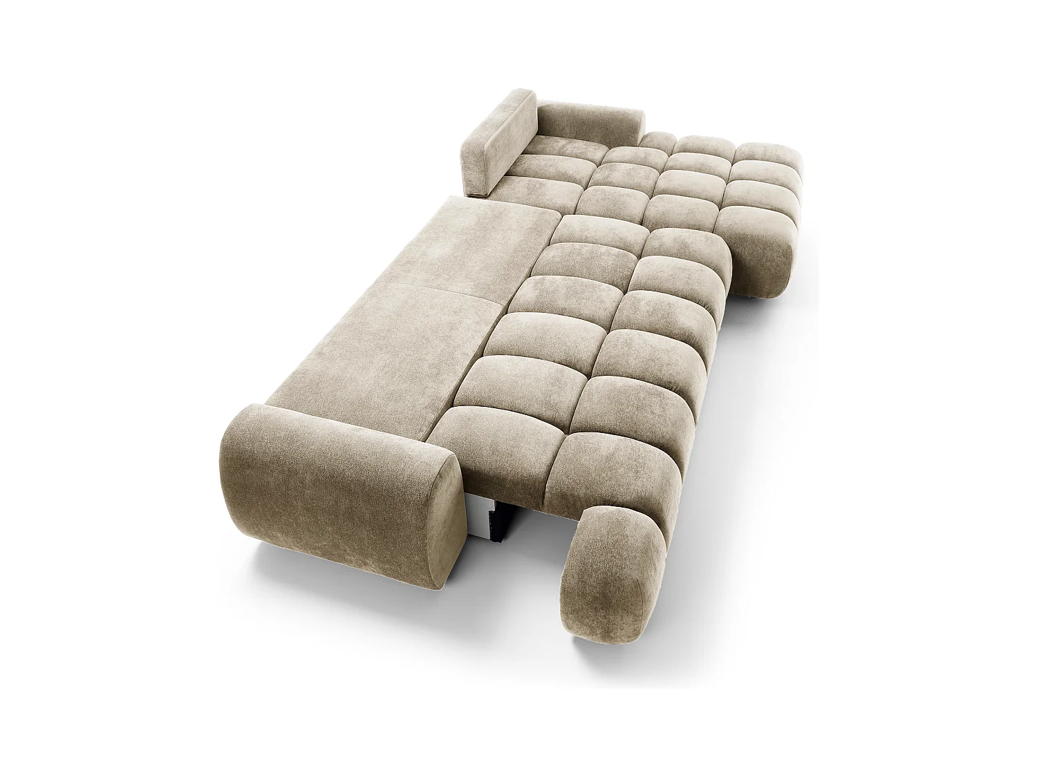 Emporius Valerio Canapé d'angle Convertible - Canapé 340 cm, Droite - Velours Beige (Ditra New 3)