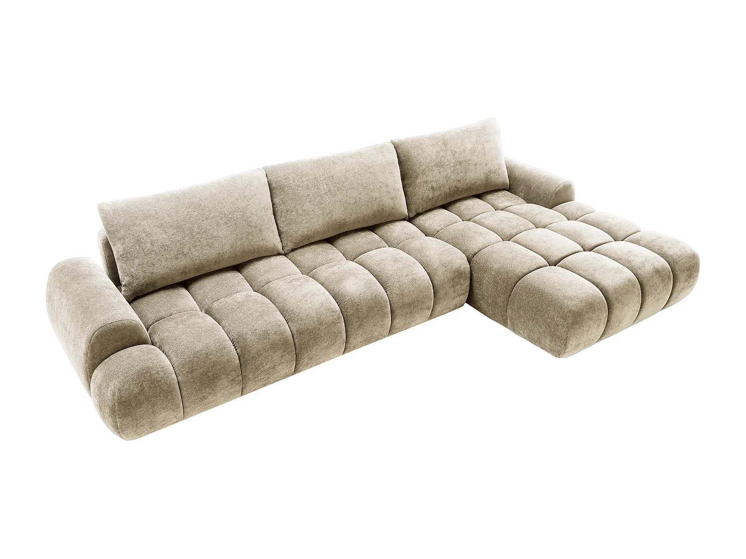 Emporius Valerio Canapé d'angle Convertible - Canapé 340 cm, Droite - Velours Beige (Ditra New 3)