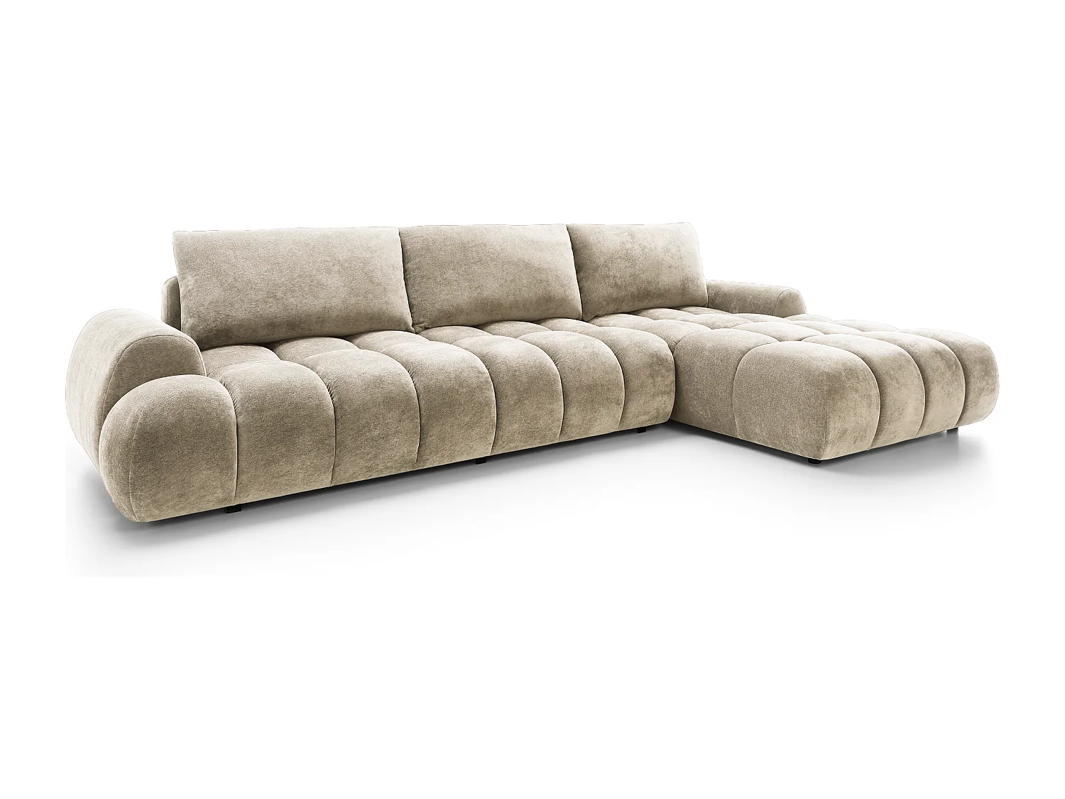 Emporius Valerio Canapé d'angle Convertible - Canapé 340 cm, Droite - Velours Beige (Ditra New 3)