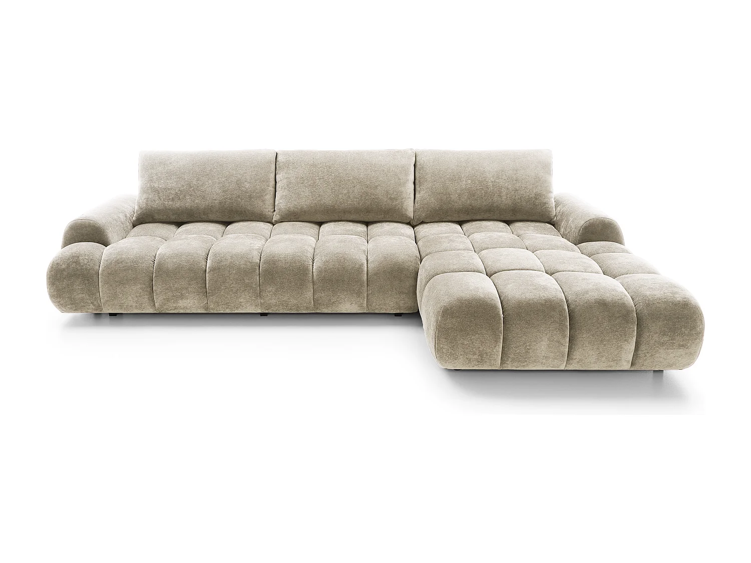 Emporius Valerio Canapé d'angle Convertible - Canapé 340 cm, Droite - Velours Beige (Ditra New 3)