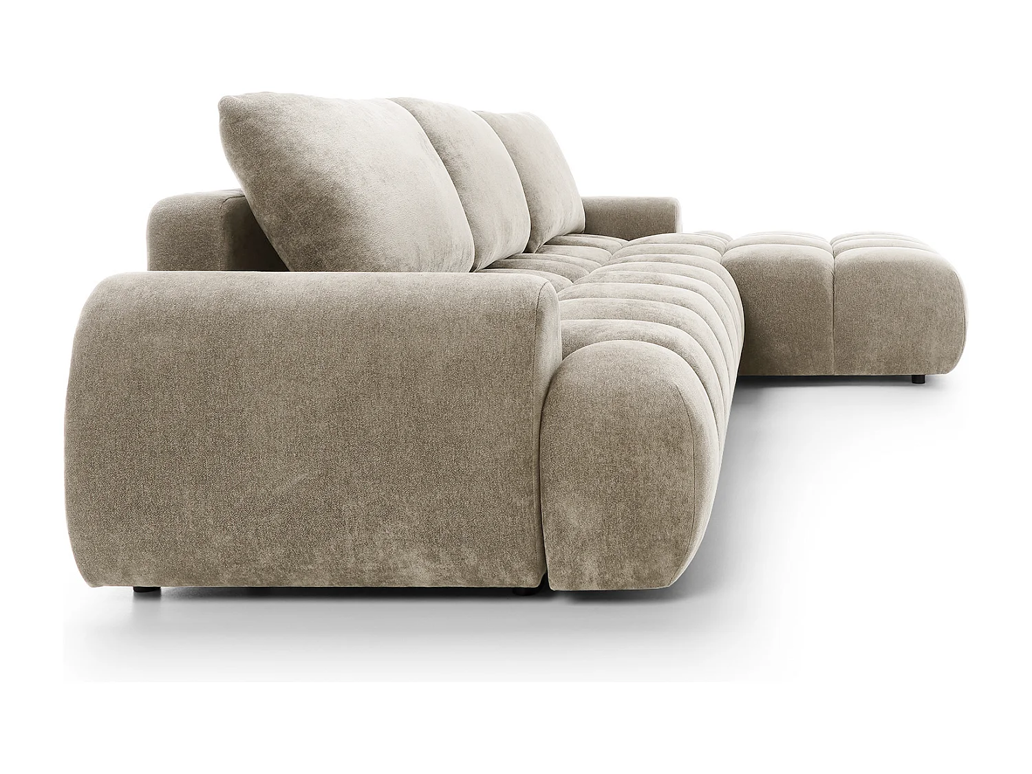 Emporius Valerio Canapé d'angle Convertible - Canapé 340 cm, Droite - Velours Beige (Ditra New 3)