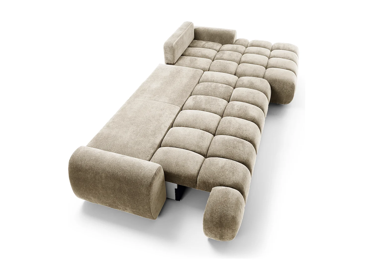 Emporius Valerio Canapé d'angle Convertible - Canapé 340 cm, Droite - Velours Beige (Ditra New 3)