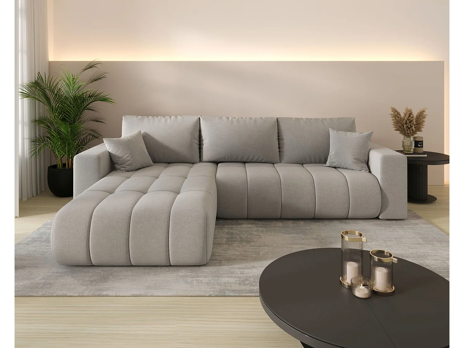 Canapé d’angle BEDANTE MILO PREMIUM L Wind 11 avec fonction de couchage côté gauche