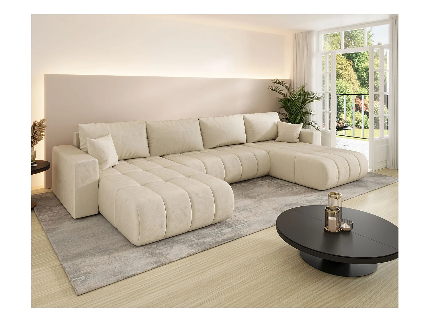 Canapé d’angle BEDANTE avec fonction de couchage MILO U PREMIUM Monolith 02