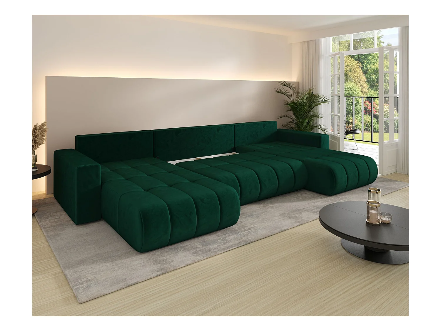 Canapé d’angle BEDANTE avec fonction de couchage MILO U PREMIUM Monolith 02