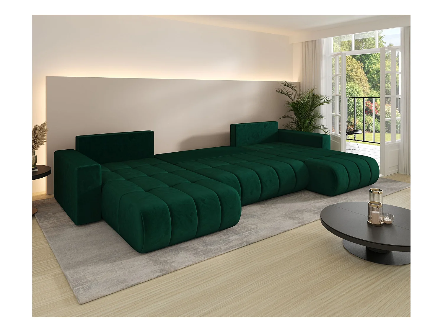 Canapé d’angle BEDANTE avec fonction de couchage MILO U PREMIUM Monolith 02