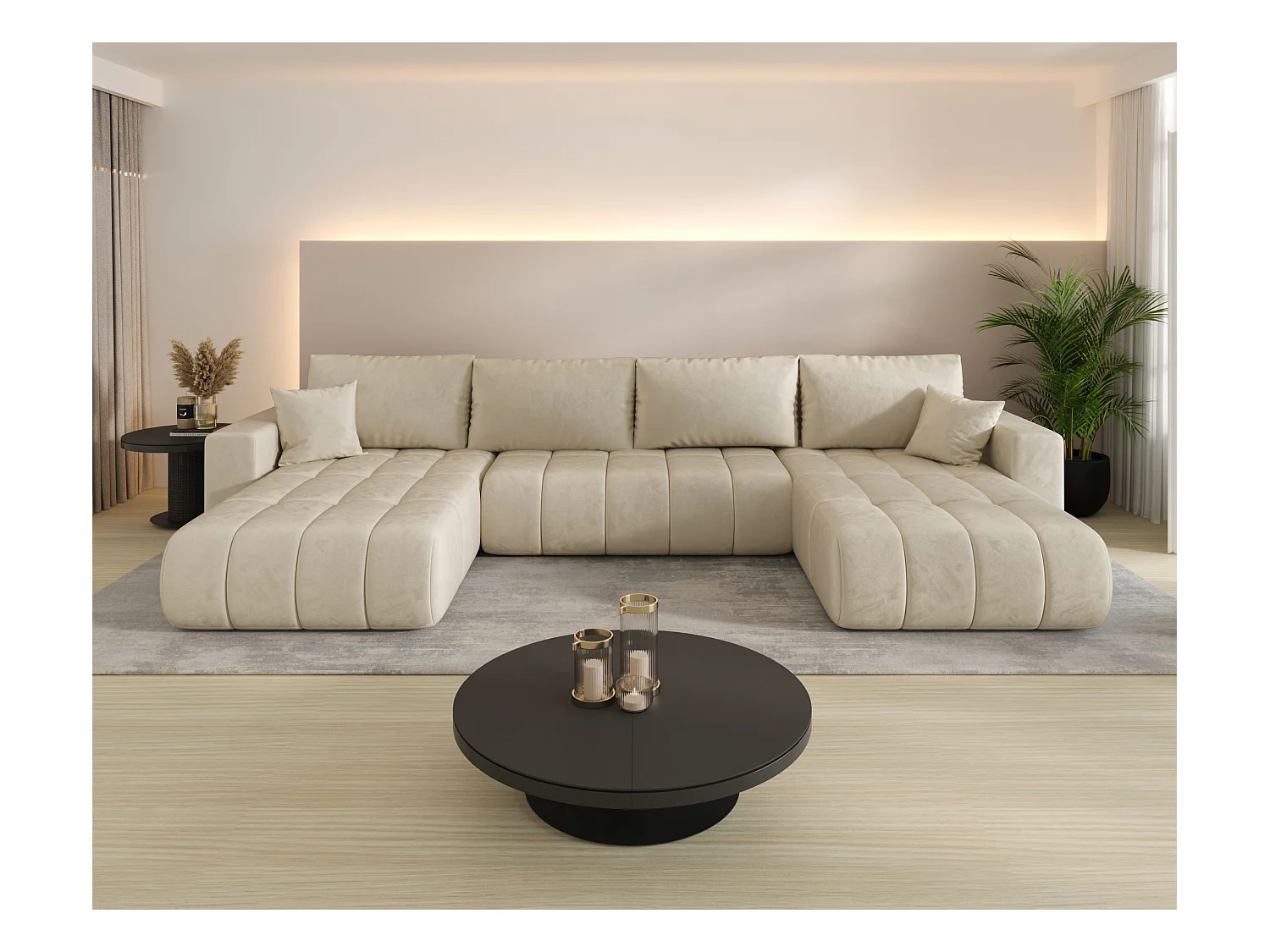 Canapé d’angle BEDANTE avec fonction de couchage MILO U PREMIUM Monolith 02