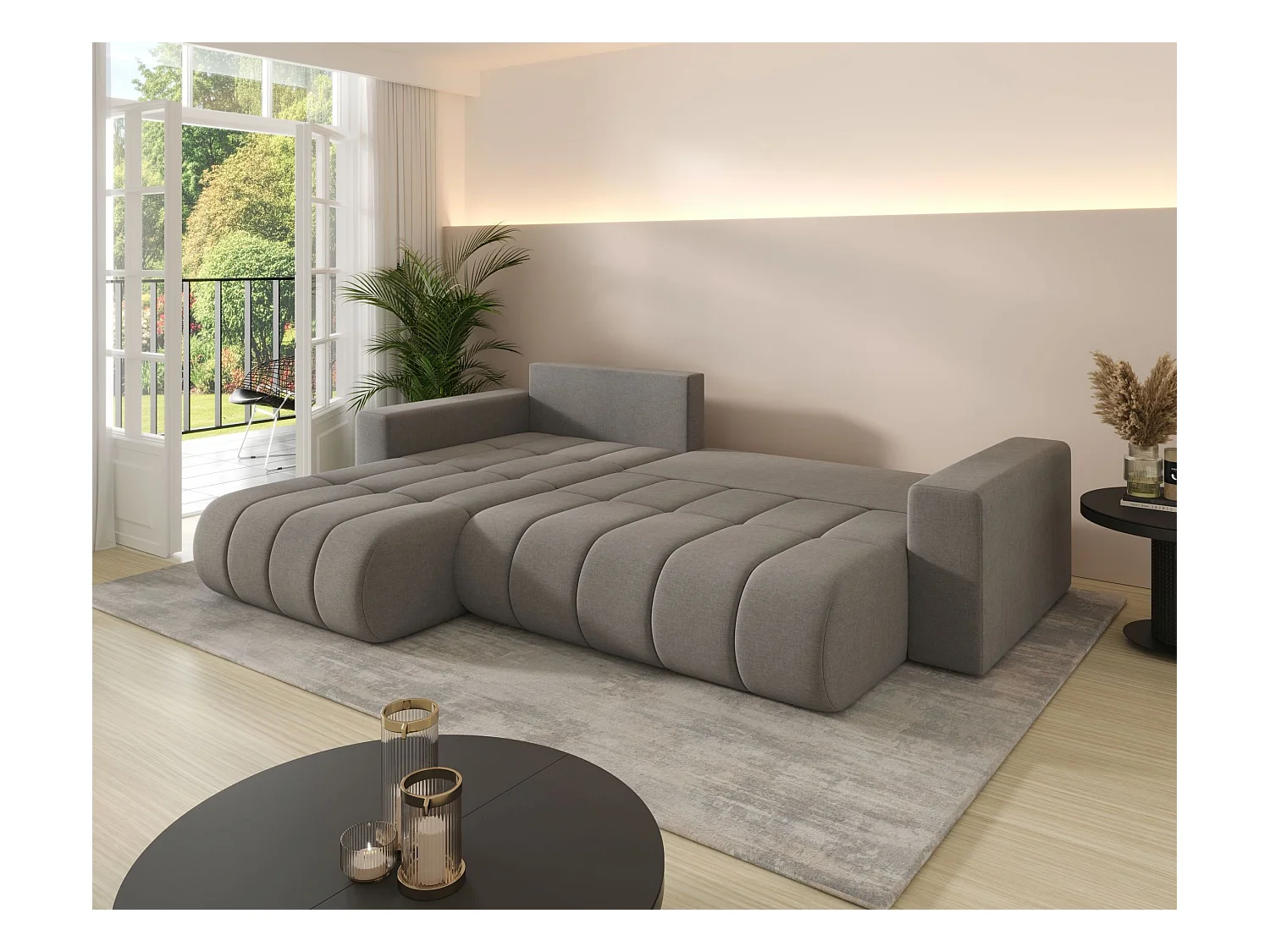 Canapé d’angle BEDANTE MILO PREMIUM L Monolith 02 avec fonction de couchage côté droit