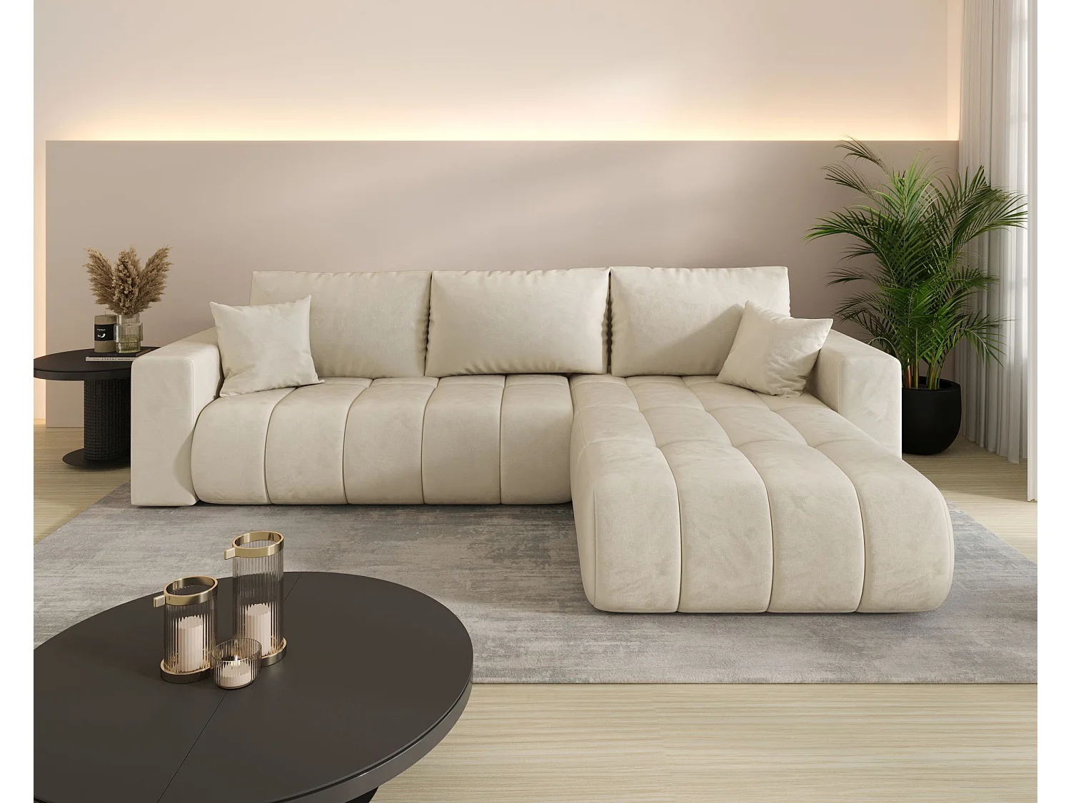 BEDANTE Hoekbank met slaapfunctie MILO PREMIUM L Monolith 02 Rechterkant