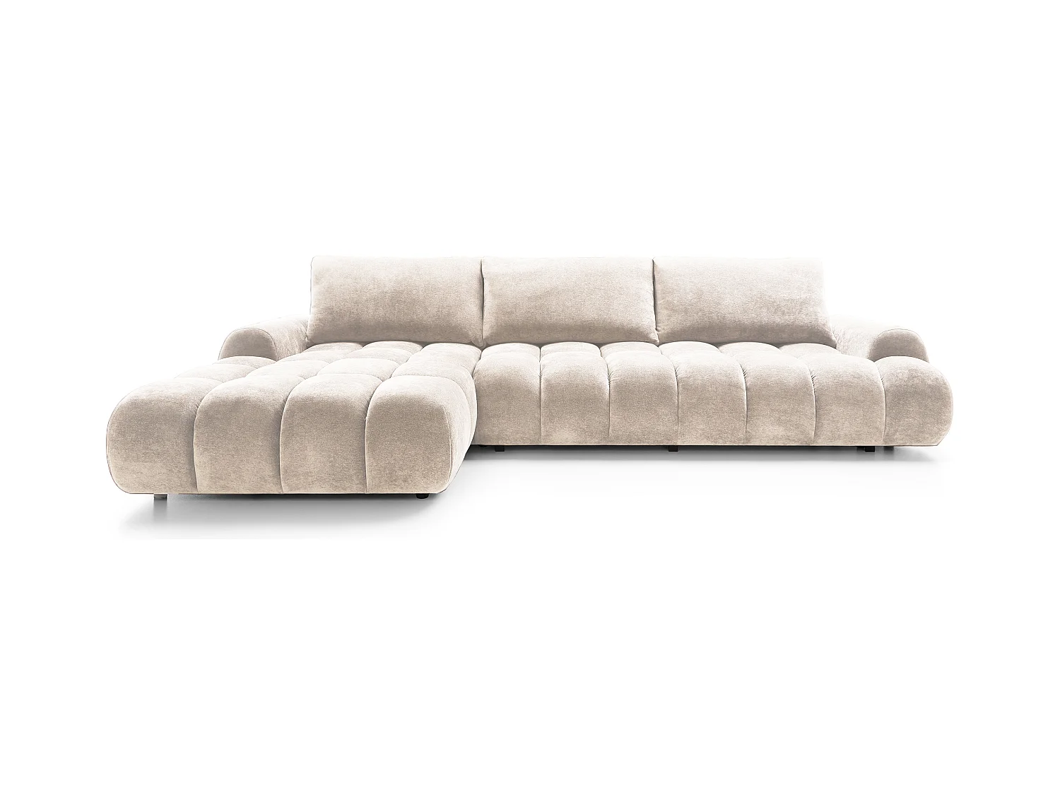 Emporius Valerio Canapé d'angle Convertible - Canapé 340 cm, Gauche - Velours Crème (Ditra New 1)