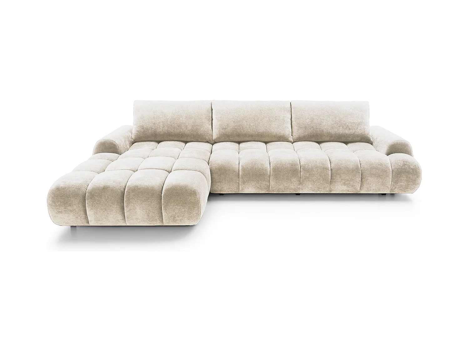 Emporius Valerio Canapé d'angle Convertible - Canapé 340 cm, Gauche - Velours Crème (Ditra New 1)