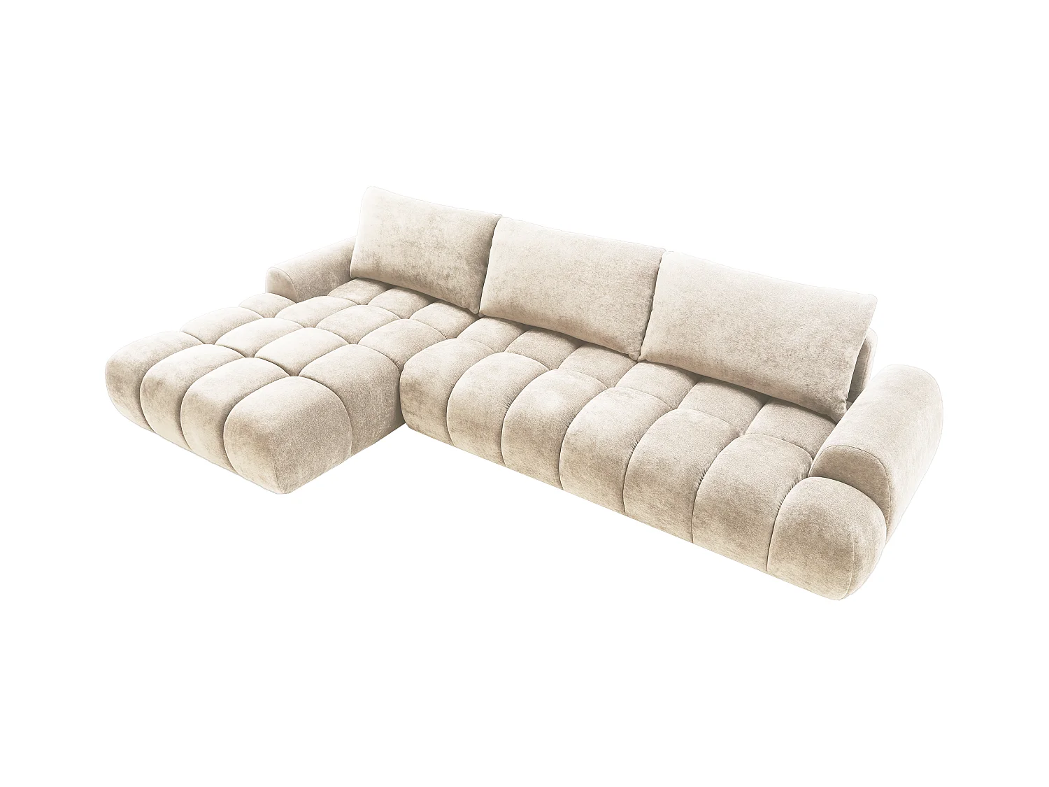 Emporius Valerio Canapé d'angle Convertible - Canapé 340 cm, Gauche - Velours Crème (Ditra New 1)